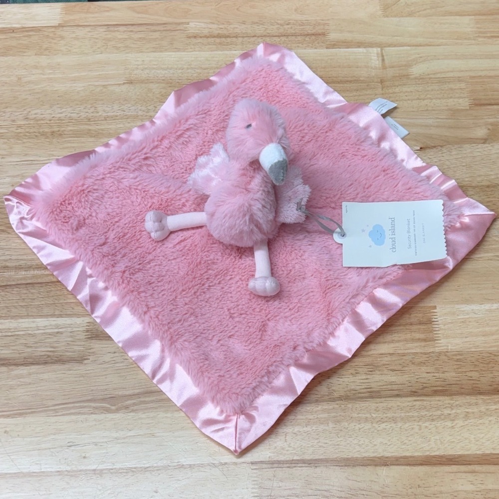 Cloud Island Pink Girls Flamingo Security Blanket Plush Lovey Satin Trim New